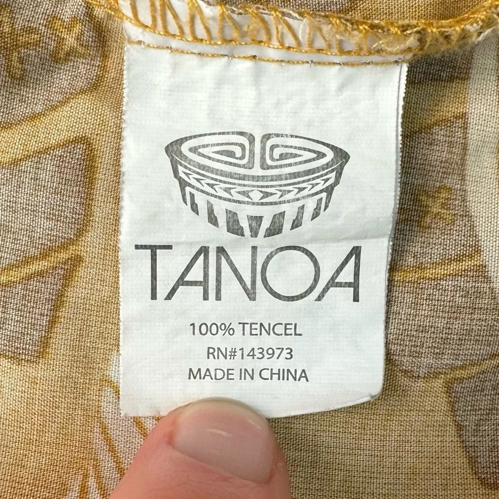 Tanoa top women 14 tropical pattern short sleeve flowy cropped top yellow - Picture 5 of 9